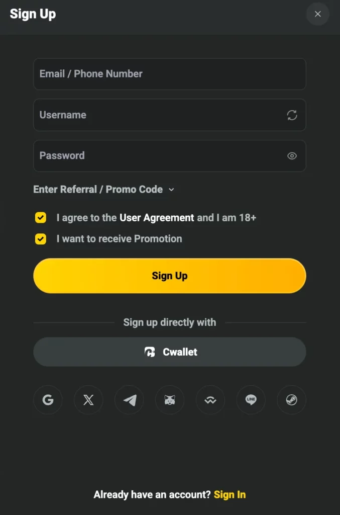 Registration via JB.COM App